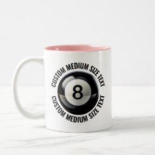 Pool 8 Ball & Medium Text ROSA 325ml Custom Två-Tonad Mugg