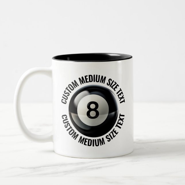 Pool 8 Ball & Medium Text SVART 325ml Custom Två-Tonad Mugg (Vänster)