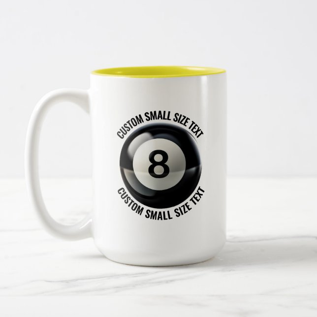 Pool 8 Ball & Small Text GUL 445ml Custom Två-Tonad Mugg (Vänster)