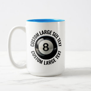 Pool 8 Ball & Stor text LJUSBLÅ 0,44l Custom Två-Tonad Mugg