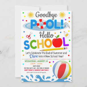 Pool avsked Hello School Party Inbjudan