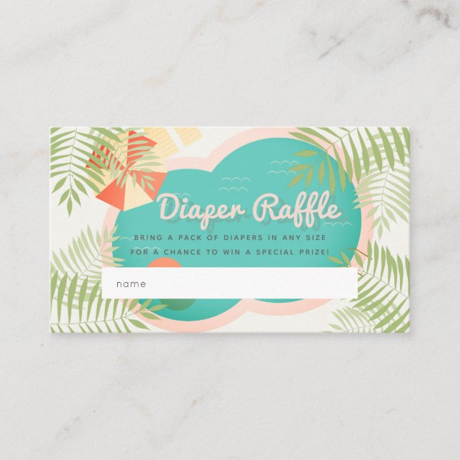 Pool Baby Shower Beige Blöja Lotteri Biljett Tilläggskort (Framsida)