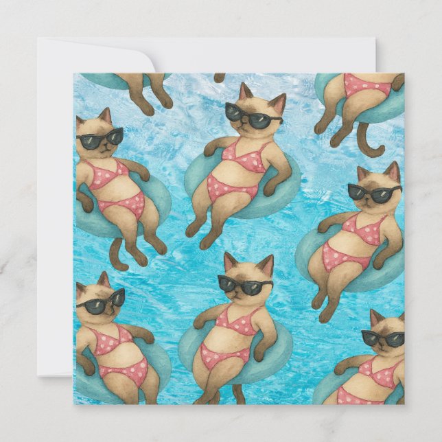 Pool Födelsedagsfest för kattälskare  Tack Kort (Framsida)