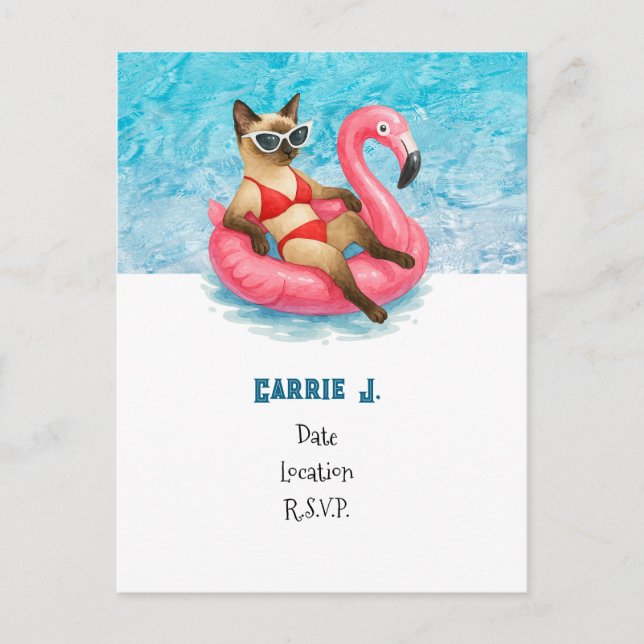 Pool Födelsedagsfest för kattälskare   Vykort (Framsida)