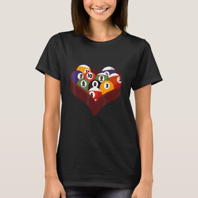 Pool Heart Biljard T Shirt (Framsida)