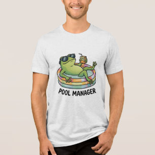 Pool Manager Rolig Groda Sommar Tecknad T Shirt
