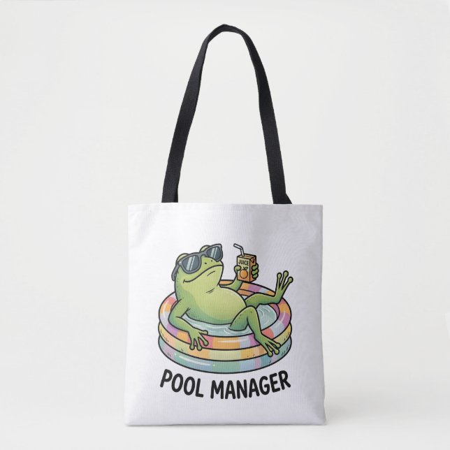 Pool Manager Rolig Groda Sommar Tecknad Tygkasse (Framsida)