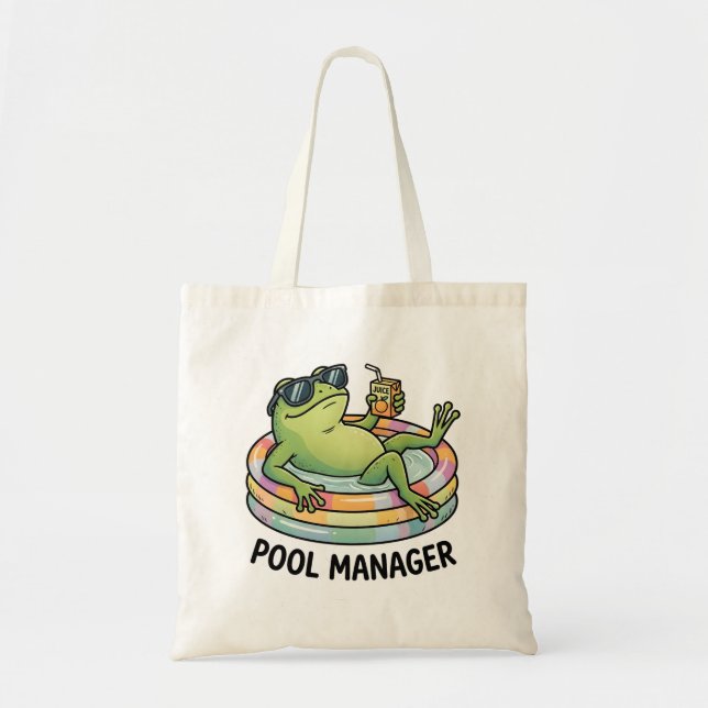 Pool Manager Rolig Groda Sommar Tecknad Tygkasse (Framsidan)