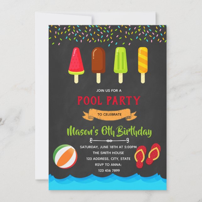 Pool- och glassfestinbjudan inbjudningar (Framsida)