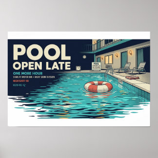 Pool Öppen Sent Retro Motel NIGHTSHIFT 90 Affisch