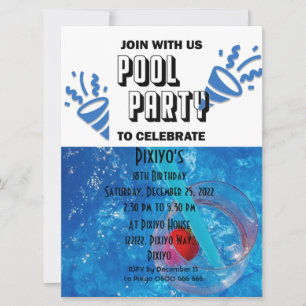 Pool Party Anpassningsbar Inbjudan