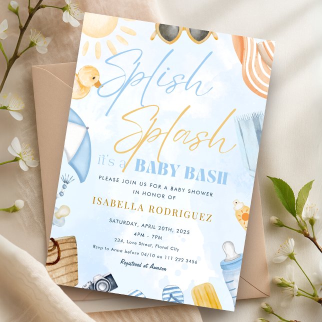 Pool Party Baby Shower Splish Splash Baby Bash Inbjudningar (Pool Party Baby Shower Splish Splash Baby Bash Invitation)