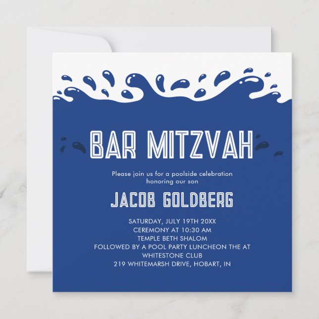 Pool Party Bar Mitzvah-inbjudan Inbjudningar (Framsida)