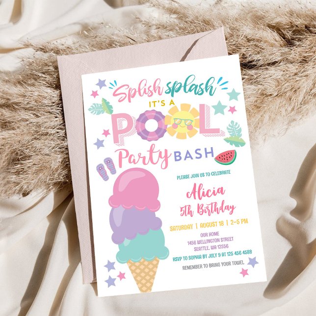 Pool Party Birthday Invitation Inbjudningar (Skapare uppladdad)