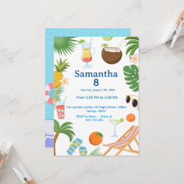 Pool Party Birthday Invitation - Summer Theme Inbjudningar