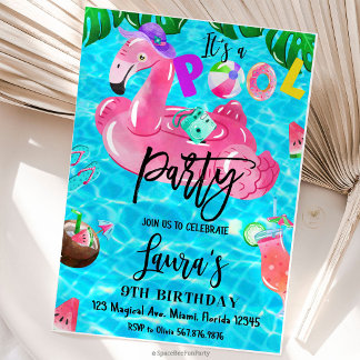 Pool Party Birthday Sea party Tropical Inbjudningar