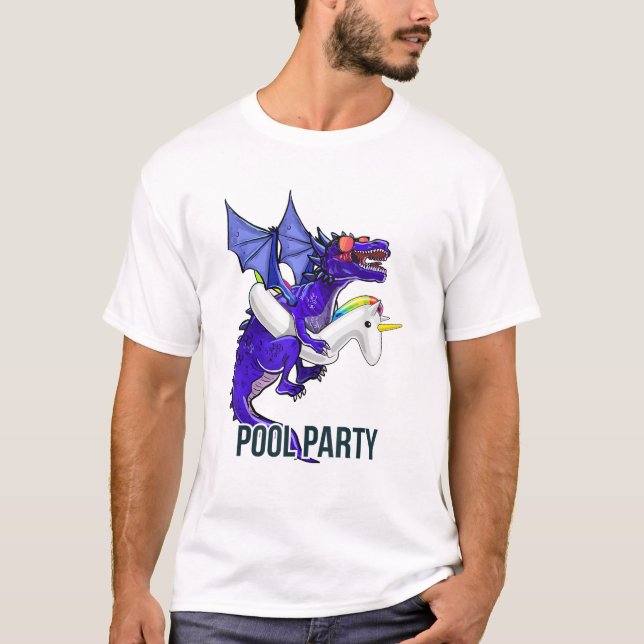 Pool Party Drak Unicorn Flytande Tröja Drakpresent (Framsida)