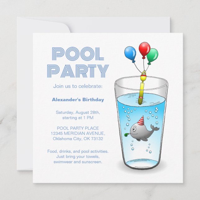 Pool Party Födelsedag Inbjudningar (Framsida)
