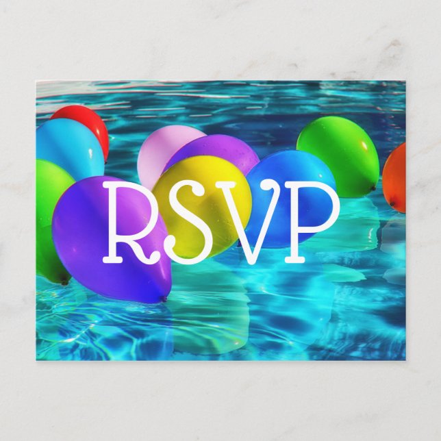 Pool Party/Födelsedagsfest RSVP-kort Inbjudan Vykort (Framsida)