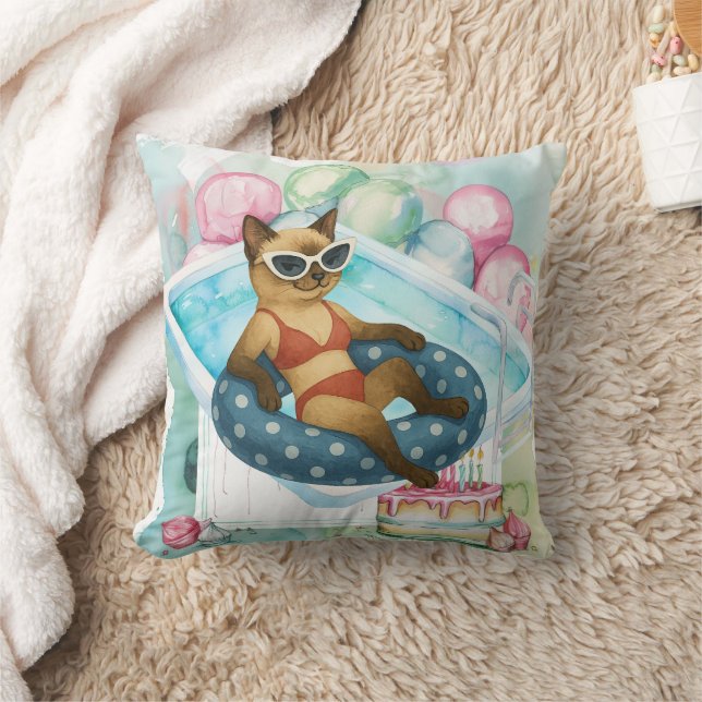 Pool Party for Siamese Cat lovers  Kudde (Filt)