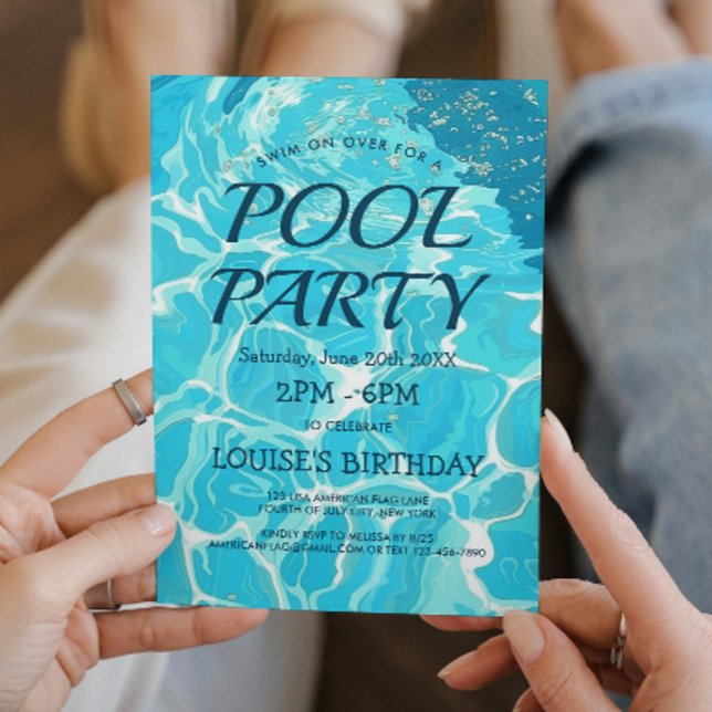 Pool Party I Ljusblå Vatten Inbjudan (Skapare uppladdad)