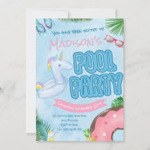 Pool Party Inbjudan, Poolparty, Simfest, Simparty