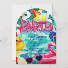 Pool party kids invitation inbjudningar