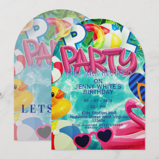 Pool party kids invitation inbjudningar