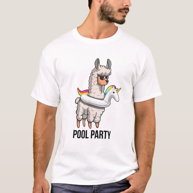 Pool Party Lama Enhörning Flotte Tröja Rolig Lama  (Framsida)