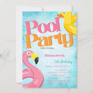 Pool Party Leksaker Flamingos Födelsedag  Inbjudningar