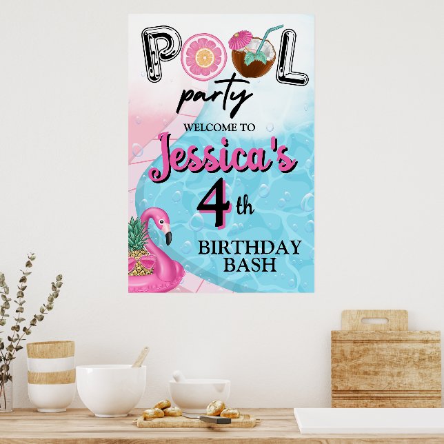 Pool Party Ljust och färgglatt  Poster (Kök)