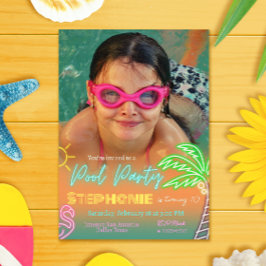 Pool Party Minimalistisk design med bild Inbjudningar