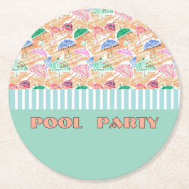 POOL PARTY (ofte skrivet som pool party) är en ben Underlägg Papper Rund
