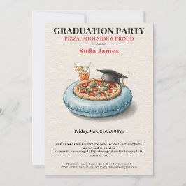Pool Party Pizza Graduation Celebration Invitation Inbjudningar
