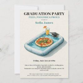 Pool Party Pizza Graduation Celebration Invitation Inbjudningar