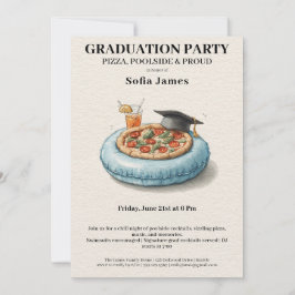 Pool Party Pizza Graduation Celebration Invitation Inbjudningar