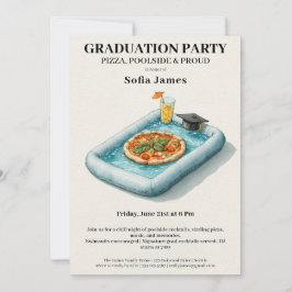 Pool Party Pizza Graduation Celebration Invitation Inbjudningar