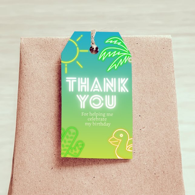 Pool Party Pojk födelsedag  Presentetikett (Boy Birthday Pool Party Gift Tag Favor Tag)