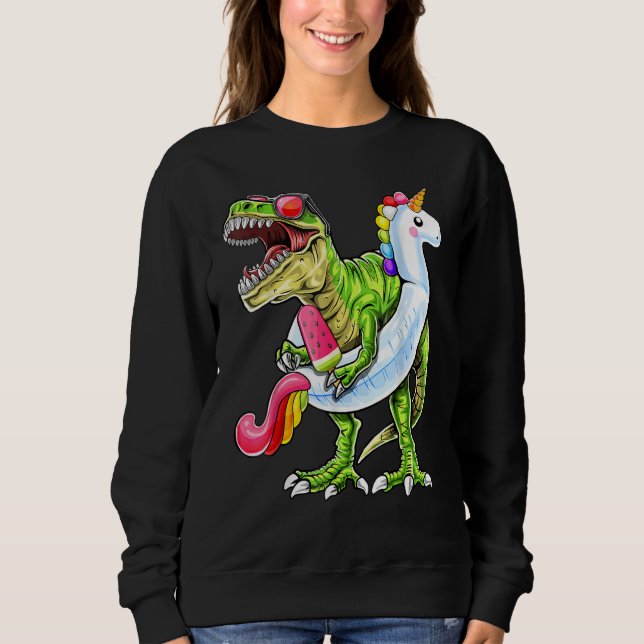 Pool Party Rex Dinosaur Enhörning Flytande Sommar  T Shirt (Framsida)