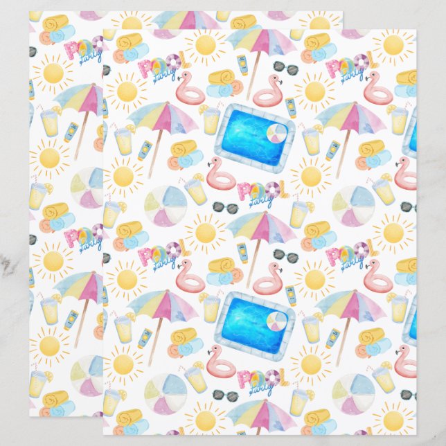 Pool Party Scrapbookpapper (Fram/baksida)