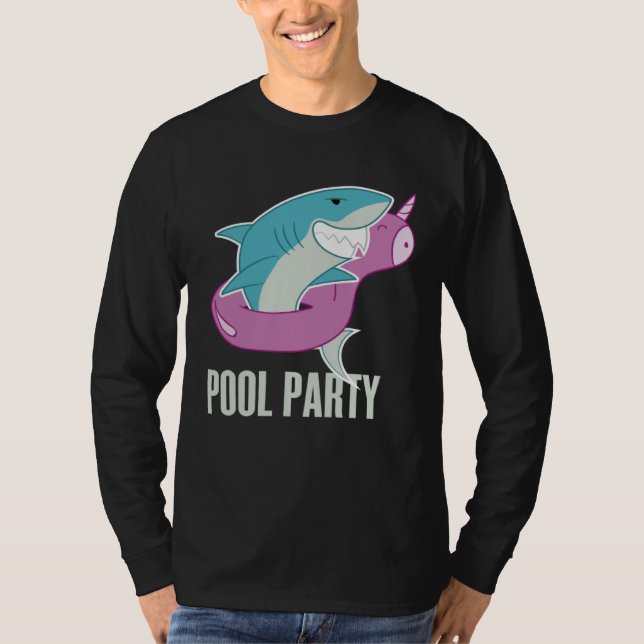 Pool Party  Shark Unicorn Fishing T Shirt (Framsida)