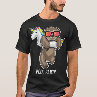 Pool Party Sloth Unicorn Float Funny Sloth Kids T Shirt