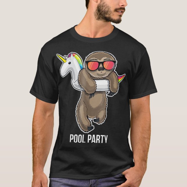Pool Party Sloth Unicorn Float  Funny Sloth Kids T Shirt (Framsida)