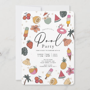 Pool Party Sommar Simning Vuxen Inbjudningar