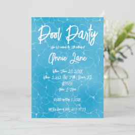 Pool Party Söt 16 Vatten Blå Minimalistisk Födelse Inbjudningar