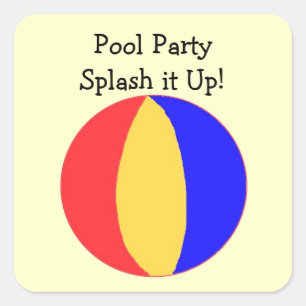 Pool Party - Strandboll Fyrkantigt Klistermärke