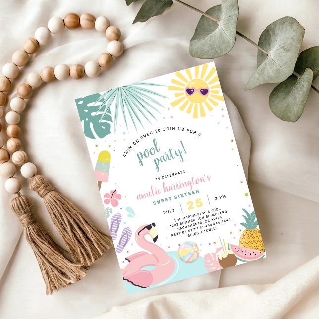 Pool Party Summer Birthday Invitation Inbjudningar (Skapare uppladdad)