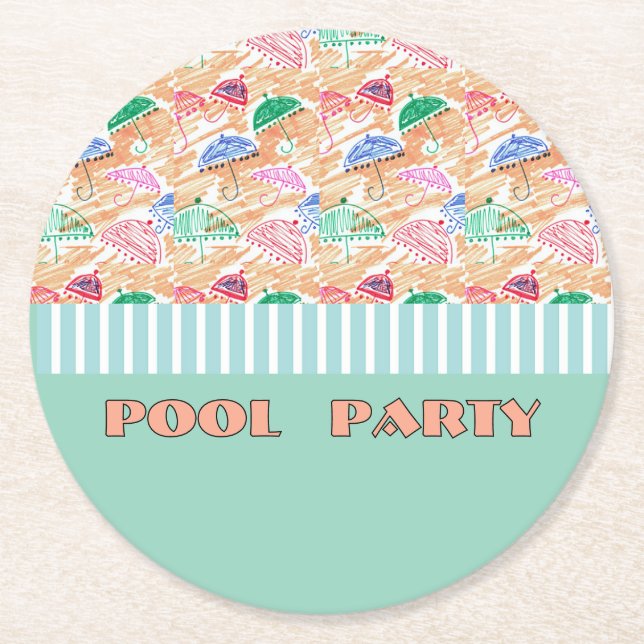 POOL PARTY UNDERLÄGG PAPPER RUND (Framsidan)