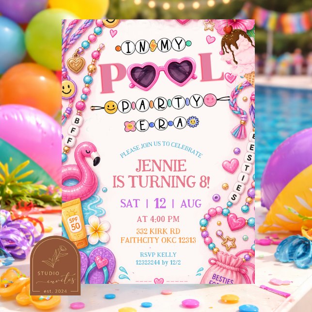 Pool Party Vänskapsarmband Födelsedag Inbjudningar (Skapare uppladdad)