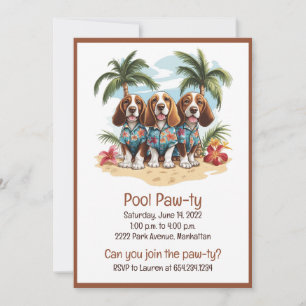 Pool Pawty Basset Hound Hundar Hawaiianskjortor Inbjudningar